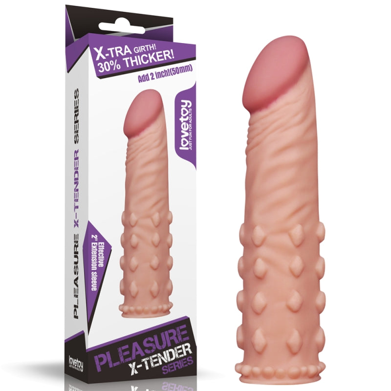 Супер реалистичная удлиняющая насадка на член телесная Pleasure X Tender Penis Sleeve