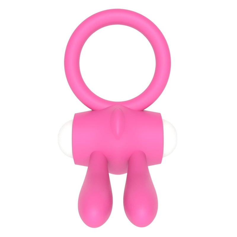 Розовое эрекционное кольцо с вибрацией Power Clit Silicone Cockring