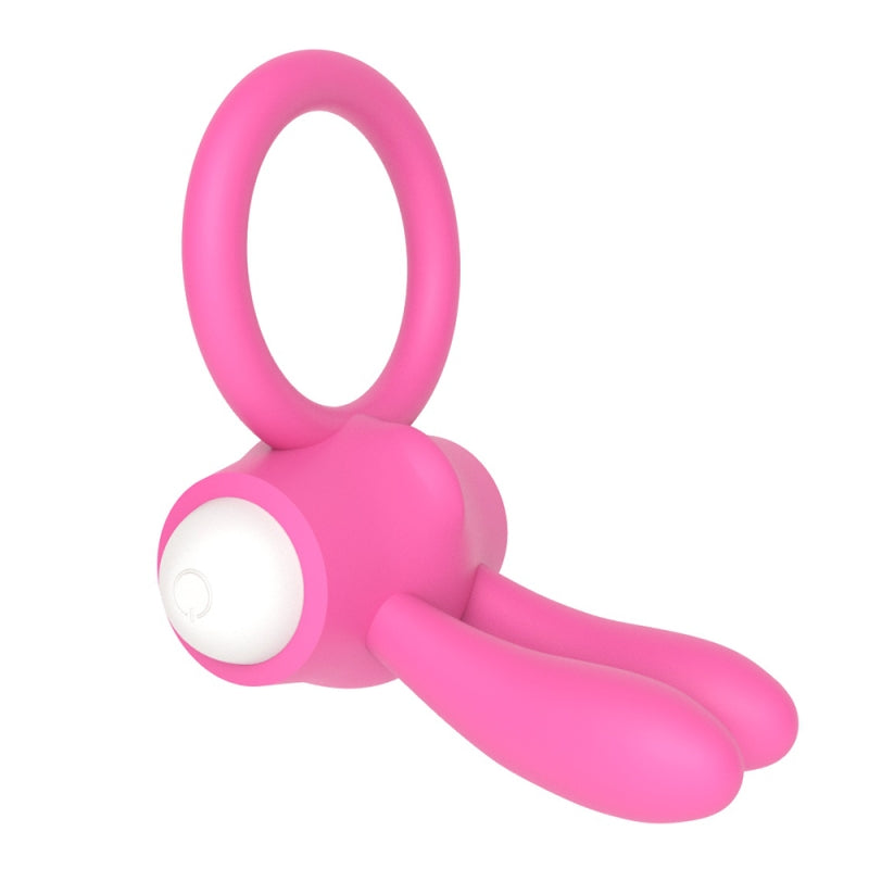 Розовое эрекционное кольцо с вибрацией Power Clit Silicone Cockring