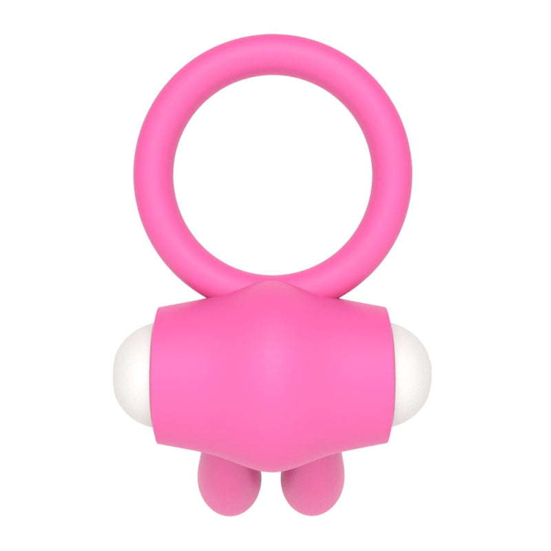 Розовое эрекционное кольцо с вибрацией Power Clit Silicone Cockring