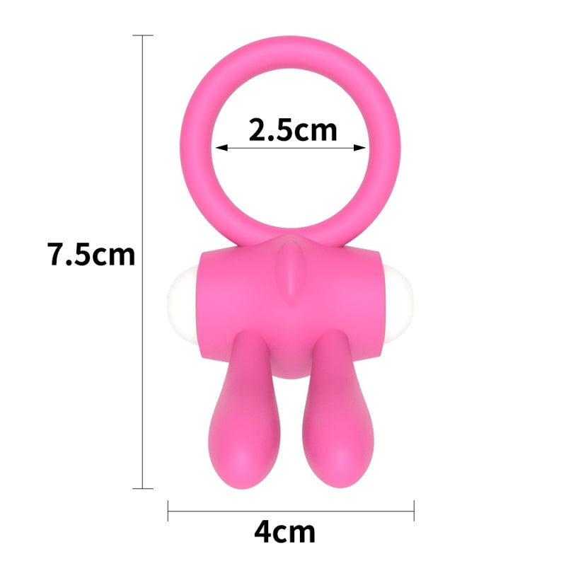 Розовое эрекционное кольцо с вибрацией Power Clit Silicone Cockring