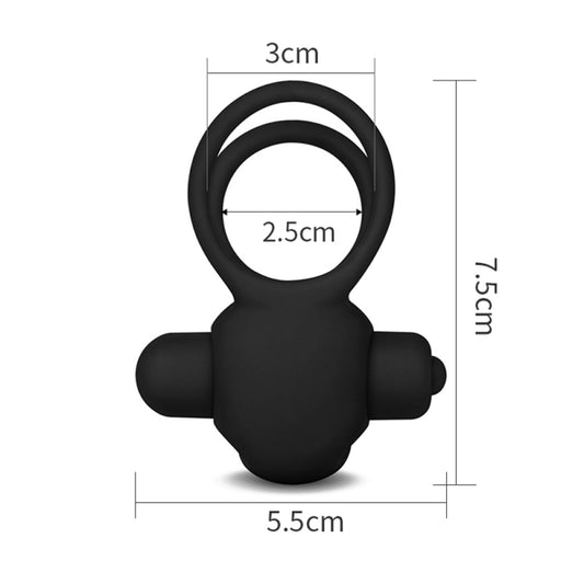Вибро-насадка для пениса с эрекционными кольцами Power Clit Duo Silicone Cockring Black