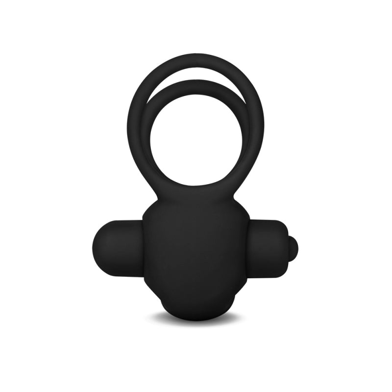 Вибро-насадка для пениса с эрекционными кольцами Power Clit Duo Silicone Cockring Black