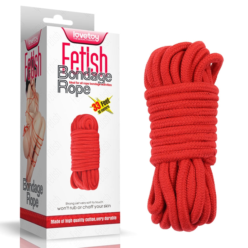 Красная веревка для связывания Fetish Bondage Rope 10 метров
