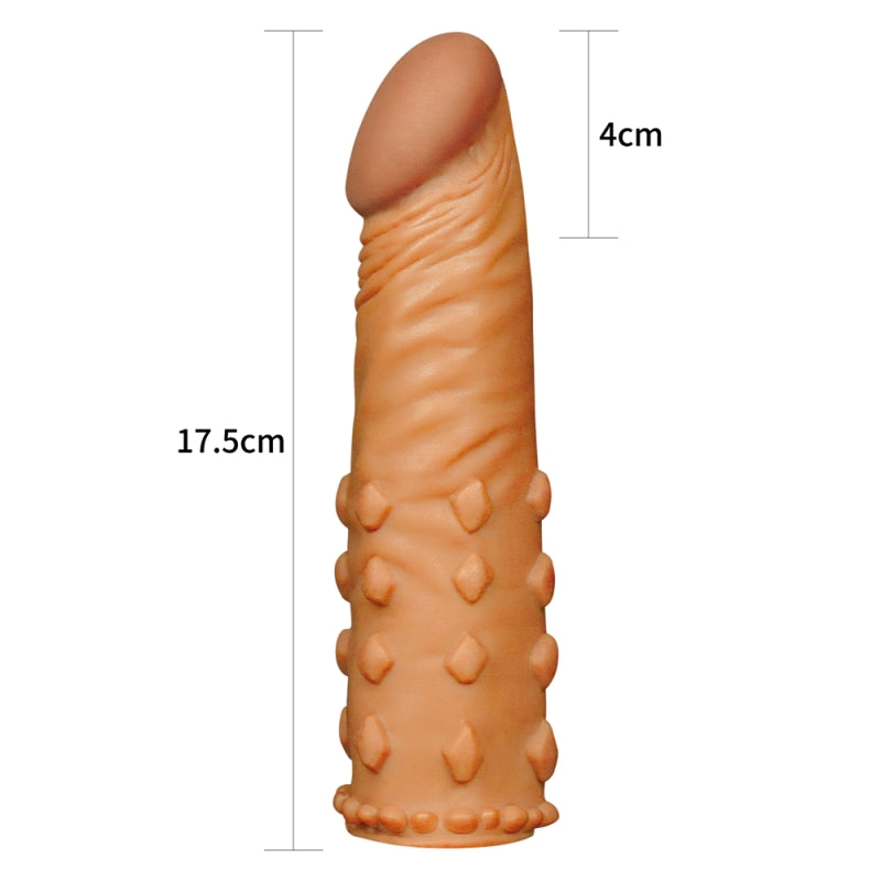 Супер реалистичная удлиняющая насадка на член коричневая Pleasure X Tender Penis Sleeve