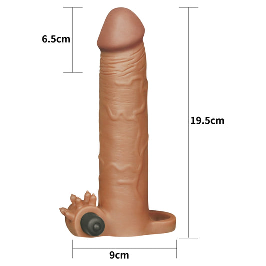 Насадка на член удлиняющая Pleasure X Tender Vibrating Penis Sleeve Brown