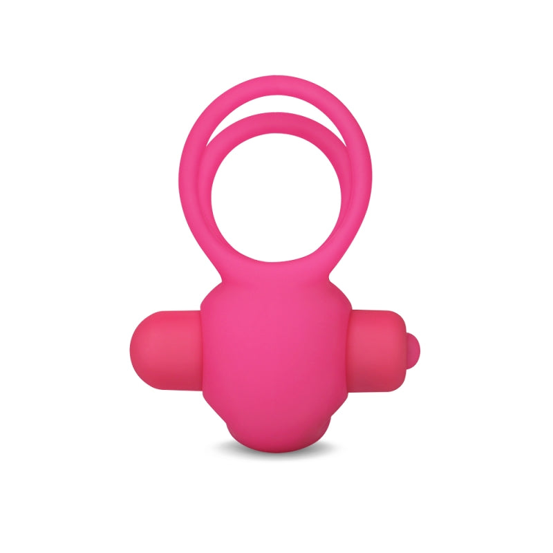 Вибро-насадка для пениса с эрекционными кольцами Power Clit Duo Silicone Cockring Pink