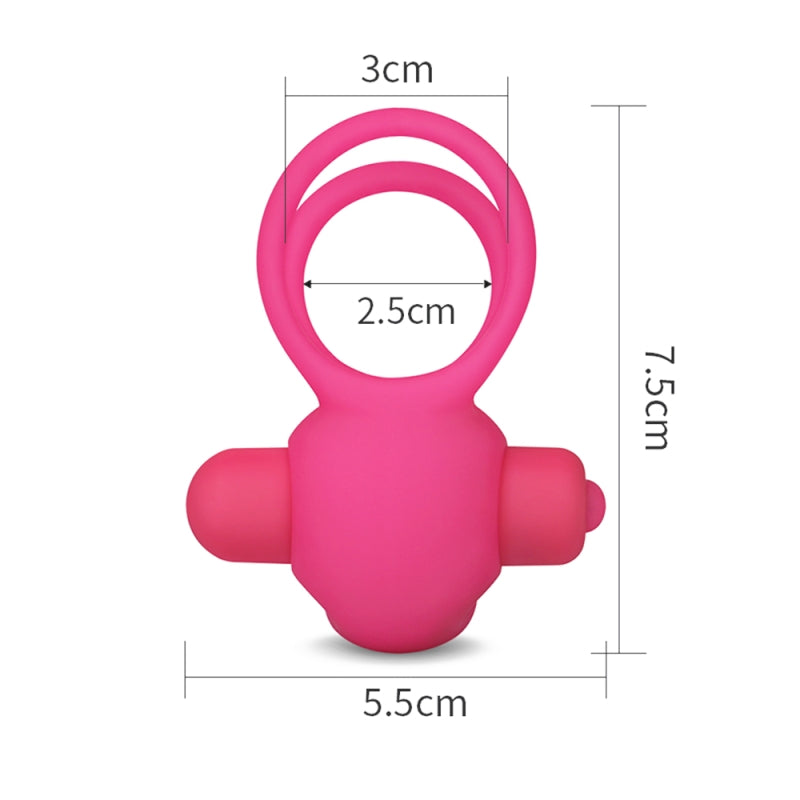 Вибро-насадка для пениса с эрекционными кольцами Power Clit Duo Silicone Cockring Pink