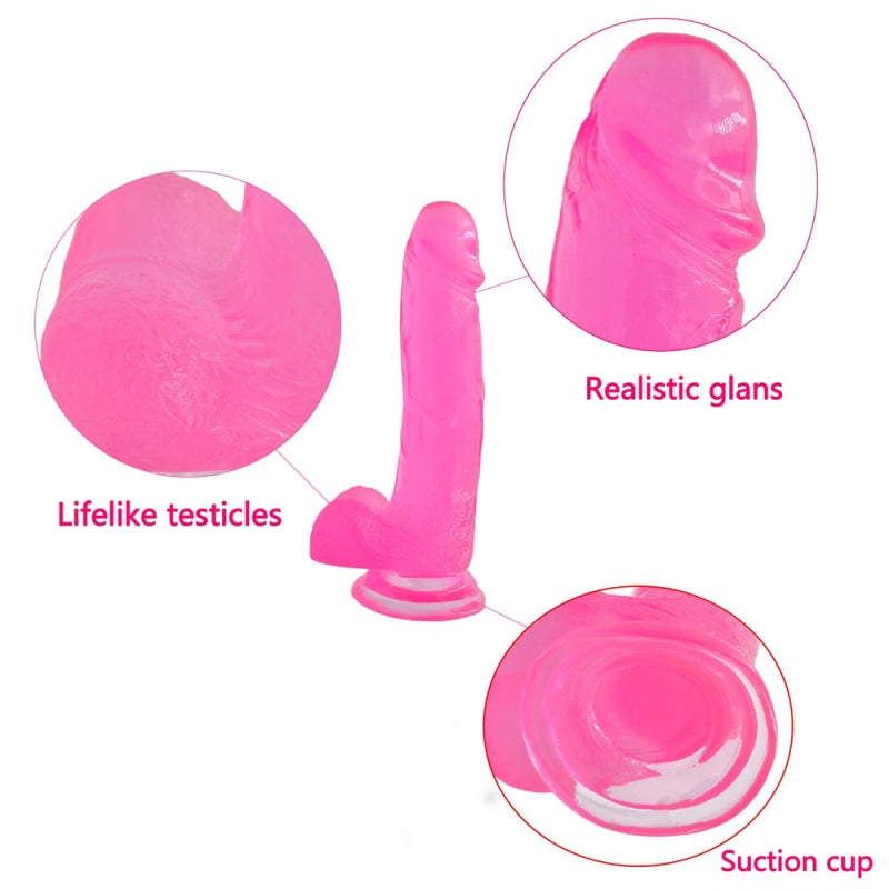Фаллоимитатор на присоске розовый Jelly Studs Crystal Dildo Large