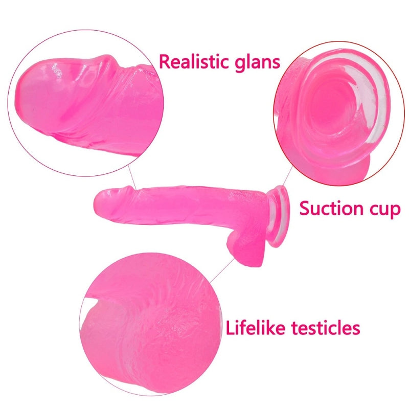 Фаллоимитатор на присоске розовый Jelly Studs Crystal Dildo Large