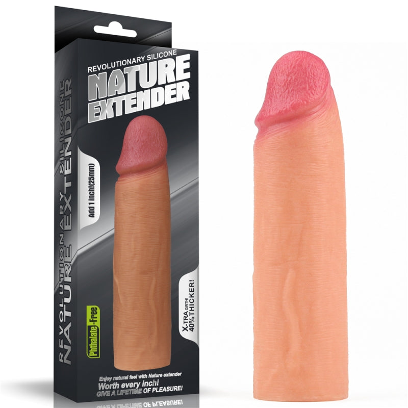Супер реалистичная удлиняющая насадка на пенис телесная Revolutionary Silicone Nature Extender