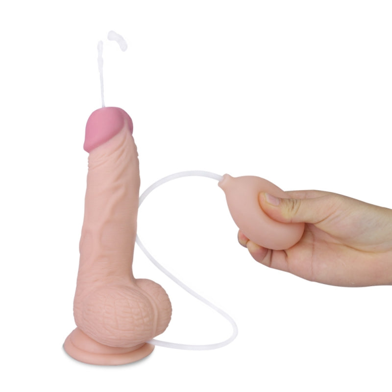 Писающий фаллоимитатор с яичками на присоске Soft Ejaculation Cock With Ball 7.0