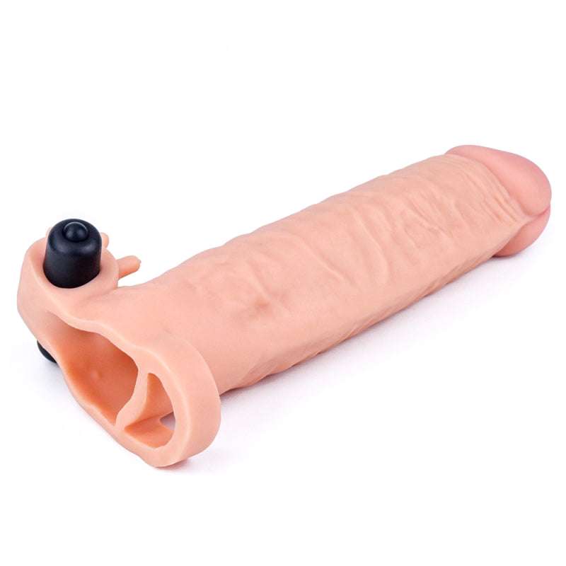 Вибронасадка на член удлиняющая Pleasure X Tender Vibrating Penis Sleeve Flesh
