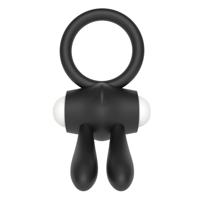 Черное эрекционное кольцо с вибрацией Power Clit Cockring Rabbit