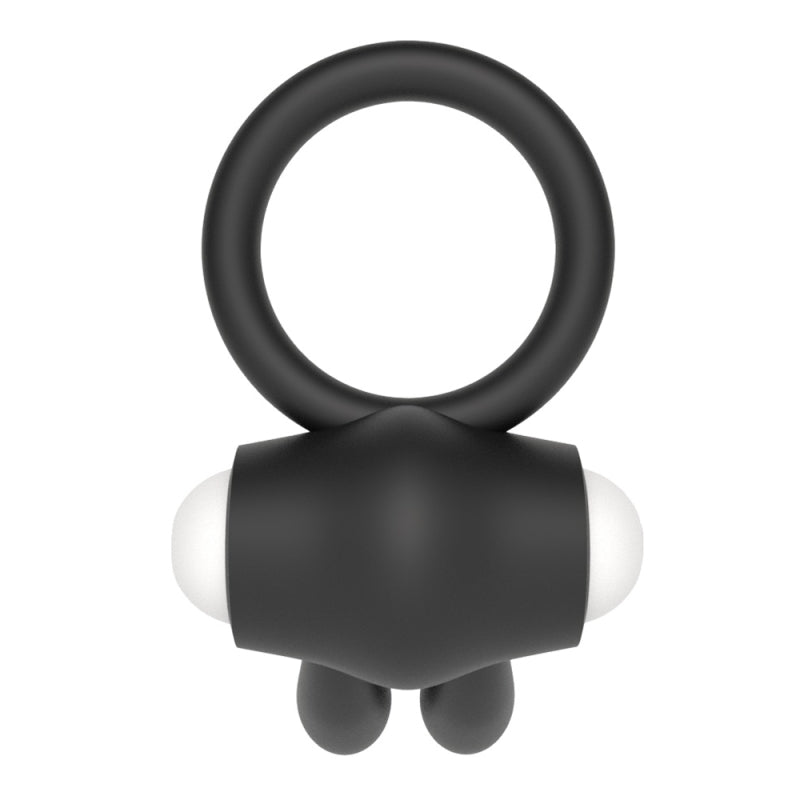 Черное эрекционное кольцо с вибрацией Power Clit Cockring Rabbit