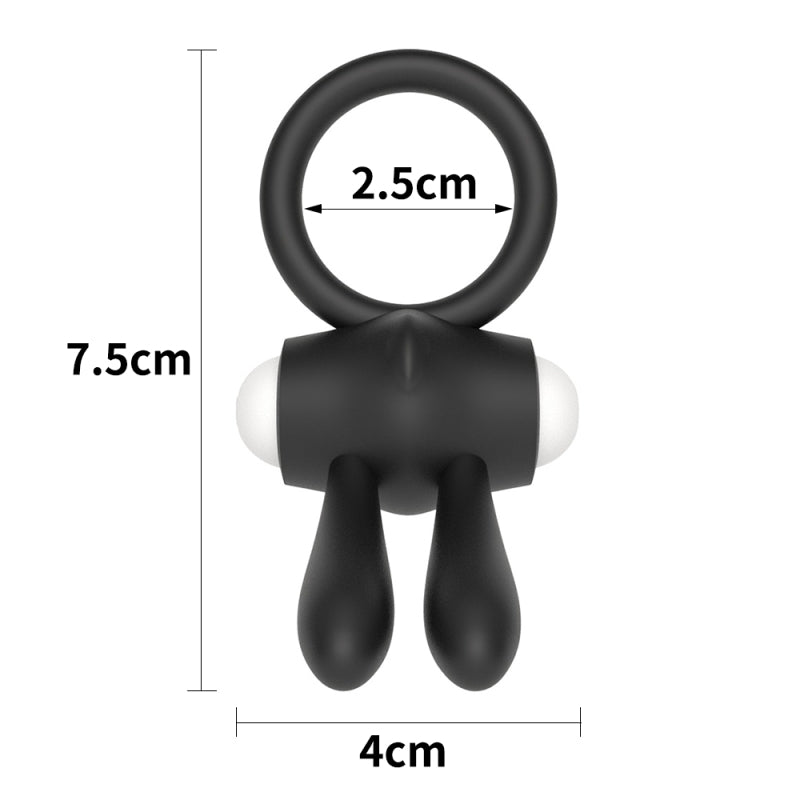 Черное эрекционное кольцо с вибрацией Power Clit Cockring Rabbit