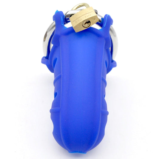 Мужской силиконовый пояс верности синий Male Silicone Chastity Cage