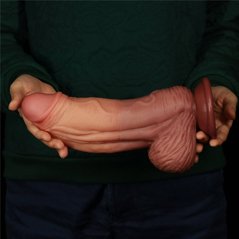 Двухслойный фаллоимитатор гигант на присоске Dual layered Platinum Silicone Cock 10.0