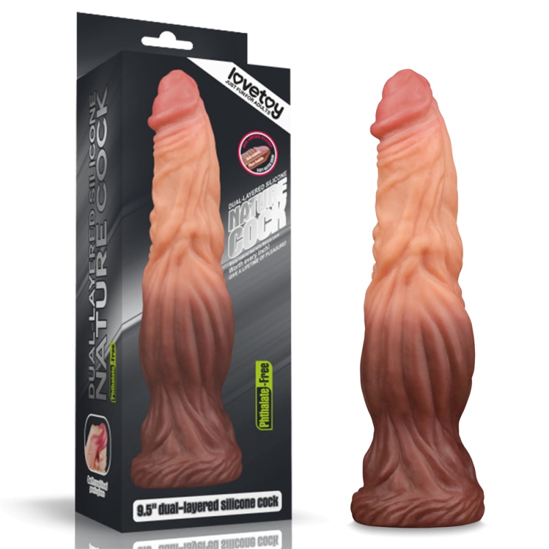 Жилистый фаллоимитатор Dual layered Liquid Silicone Nature Cock 9.5