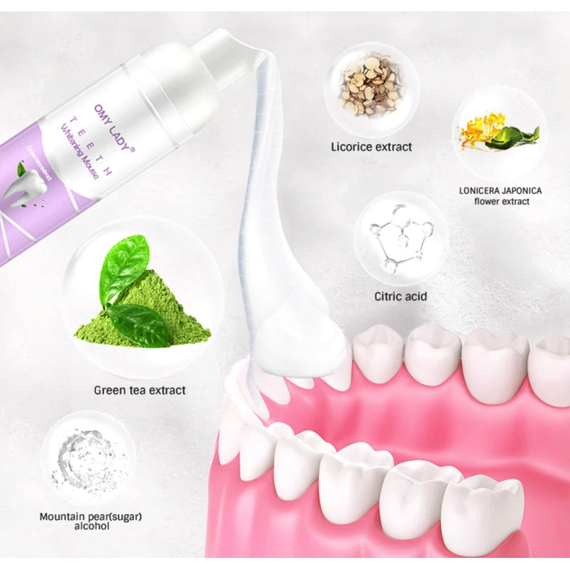 Зубная паста для отбеливания зубов Omy Lady Teeth Whitening Mousse 60мл