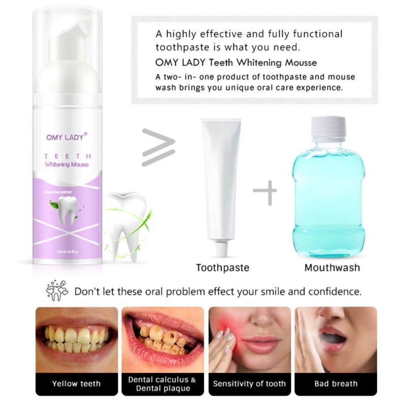Зубная паста для отбеливания зубов Omy Lady Teeth Whitening Mousse 60мл