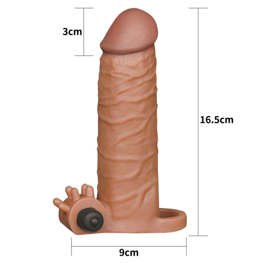 Удлиняющая вибронасадка на пенис Pleasure X Tender Vibrating Penis Sleeve Brown