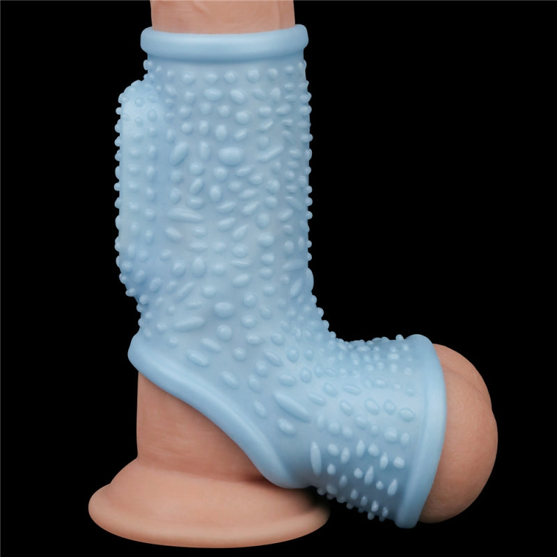 Насадка на пенис Vibrating Drip Knights Ring with Scrotum Sleeve Blue