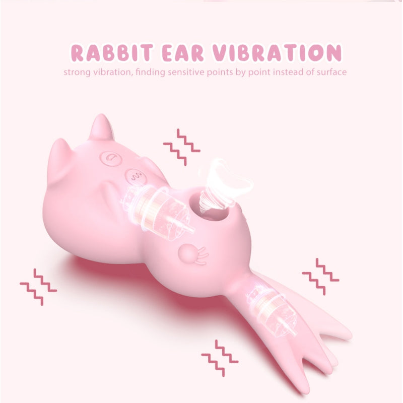 Розовый мультифункциональный кролик 3 в 1 Kissing Bunny