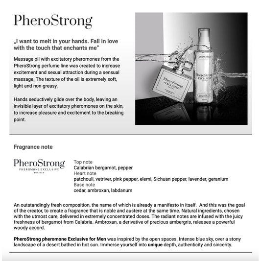 Массажное масло с феромонами PheroStrong Exclusive for Men Massage Oil 100мл