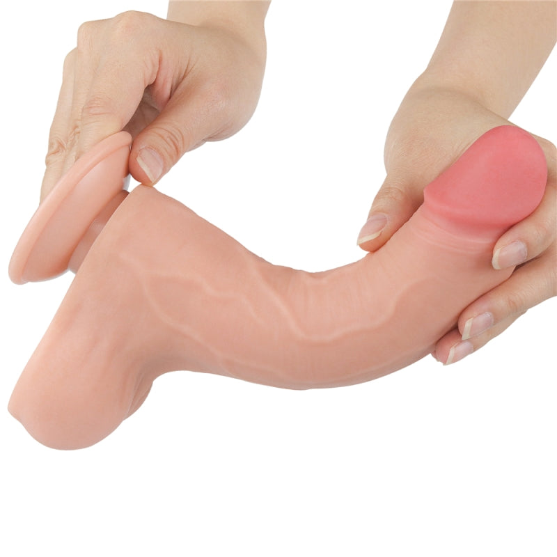 Фаллоимитатор с кожей на присоске Sliding Skin Dual Layer Dong Flesh 8.5