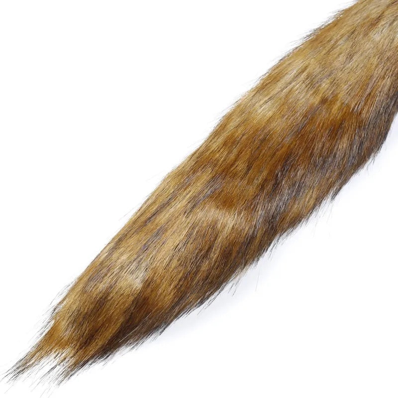 Черная силиконовая анальная пробка с длинным хвостом Silicone Butt Plug Fox Tail
