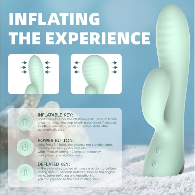 Бирюзовый вибратор Inflatable Dual Pleasure Dildo