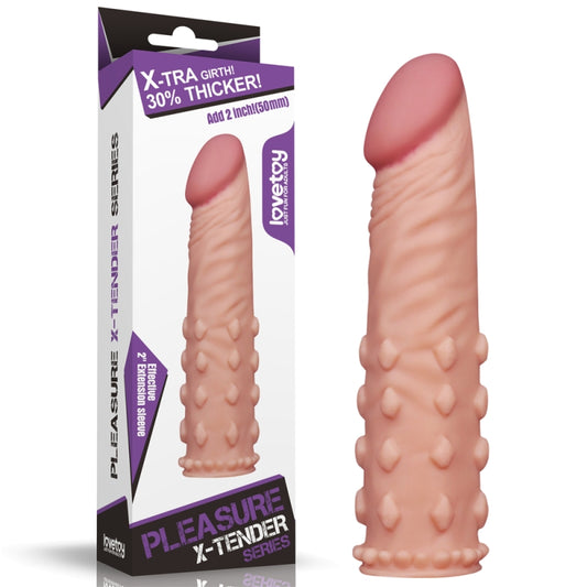 Супер реалистичная удлиняющая насадка на член телесная Pleasure X Tender Penis Sleeve
