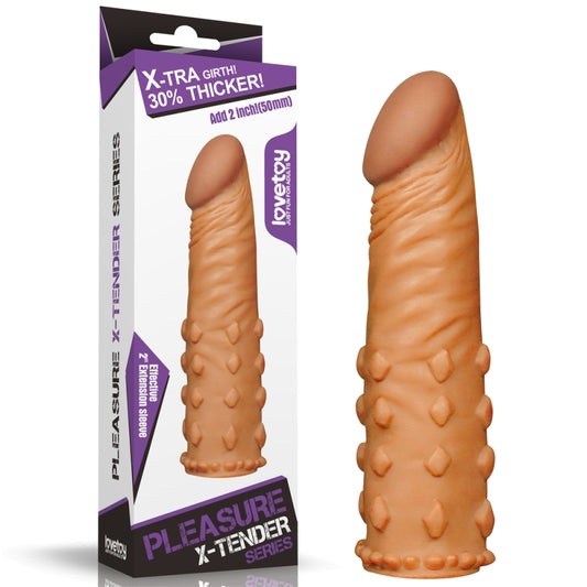 Супер реалистичная удлиняющая насадка на член коричневая Pleasure X Tender Penis Sleeve