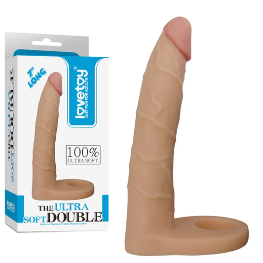 Насадка на член с анальным стимулятором The Ultra Soft Double 7.0