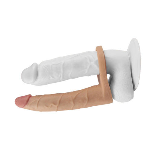 Насадка на член с анальным стимулятором The Ultra Soft Double 7.0