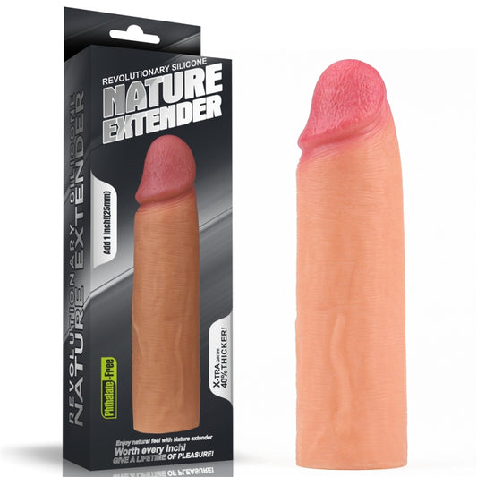 Супер реалистичная удлиняющая насадка на пенис телесная Revolutionary Silicone Nature Extender