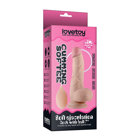 Писающий фаллоимитатор с яичками на присоске Soft Ejaculation Cock With Ball 7.0