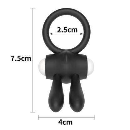 Черное эрекционное кольцо с вибрацией Power Clit Cockring Rabbit