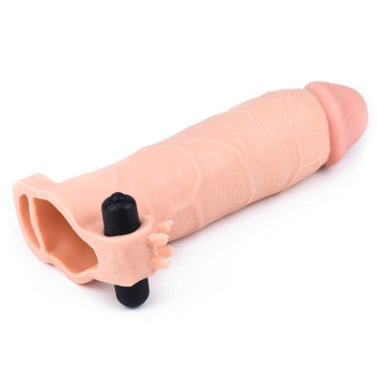 Удлиняющая вибро насадка на пенис телесная Pleasure X Tender Vibrating Penis Sleeve