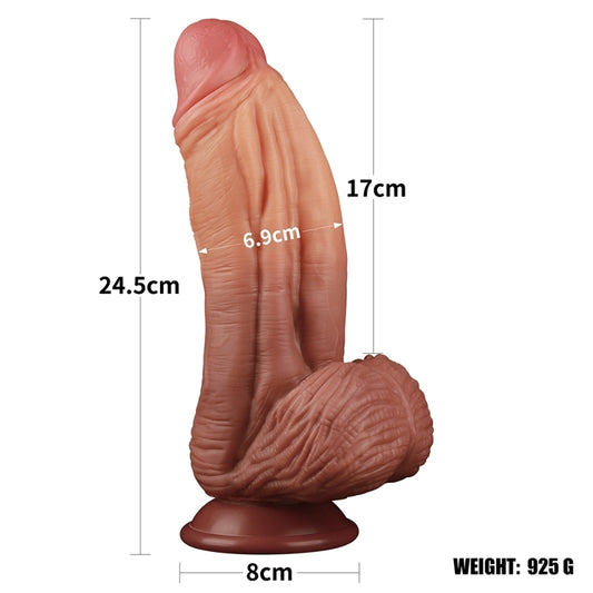 Двухслойный фаллоимитатор гигант на присоске Dual layered Platinum Silicone Cock 10.0