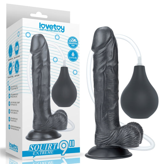 Черный фаллоимитатор на присоске Squirt Extreme Dildo Black 9.0