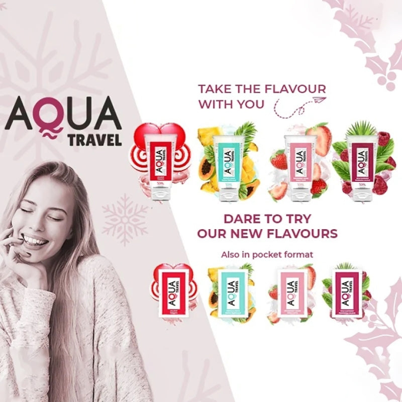 Лубрикант на водной основе с ароматом клубники Aqua Travel Flavour 50мл