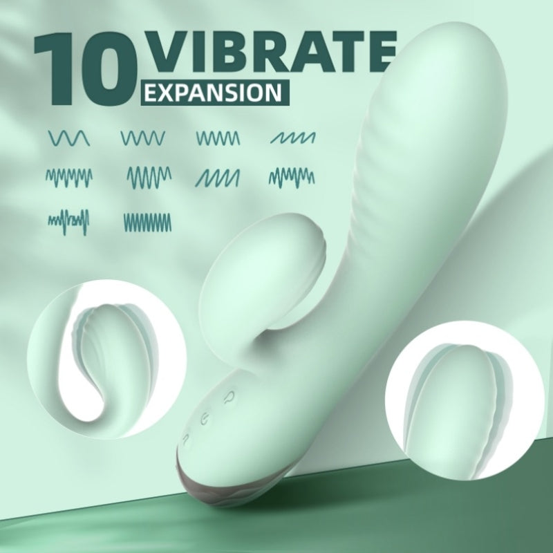 Бирюзовый вибратор Inflatable Dual Pleasure Dildo