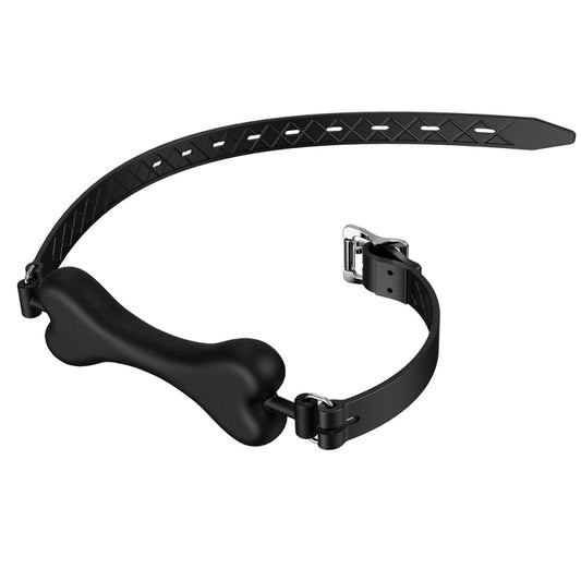 Силиконовый черный кляп в виде кости для собак Silicone Ball Gag