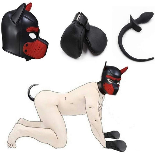 Бдсм комплект квадробера маска собаки и хвост Dog Kit