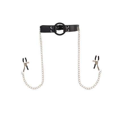 Кляп с зажимами для сосков Behave! Luxury Fetish Breathable O-ring Gag Nipple Clamps